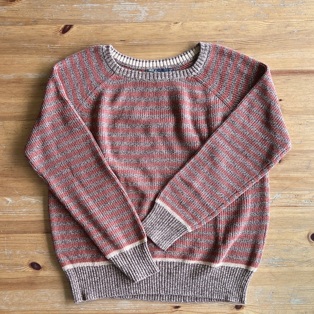 Prana Red and Brown Striped Sweater